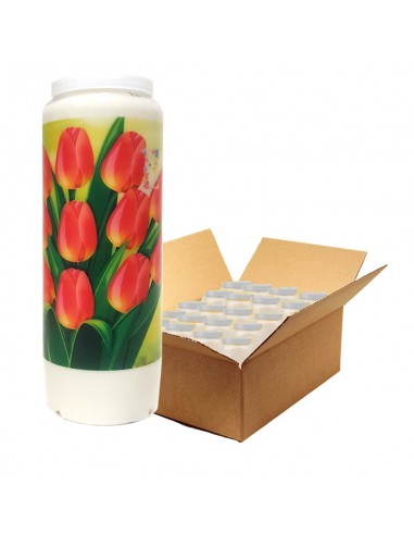 Vela de la novena de Pascua - Tulipanes - caja de 20 piezas