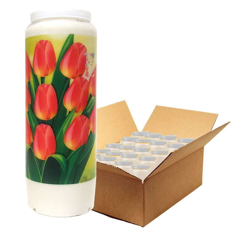 Novene kaars voor Pasen - Tulpen - doos 20 stuks