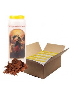 Bougie neuvaine Marie qui défait les noeuds parfum bois de santal 20pcs