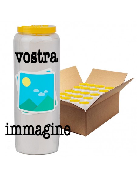 Velas de novena con su imagen y texto - personalizables - caja 20 unidades