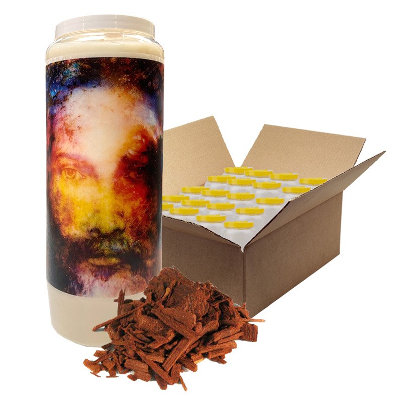 Novena candle Jesus modern sandalwood scent - carton 20 pieces
