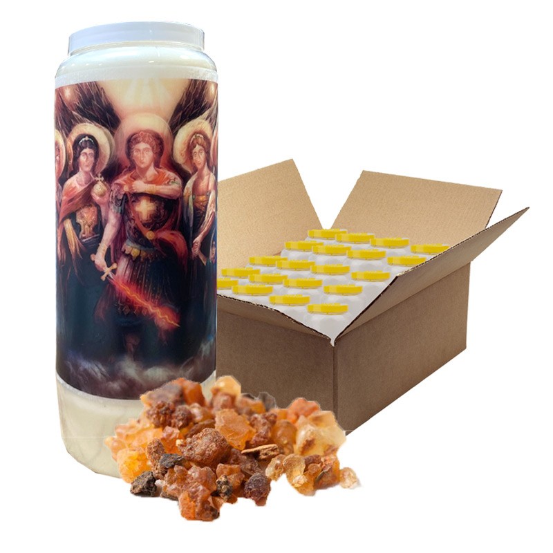 Candele della novena 7 arcangeli profumate alla mirra - scatola da 20