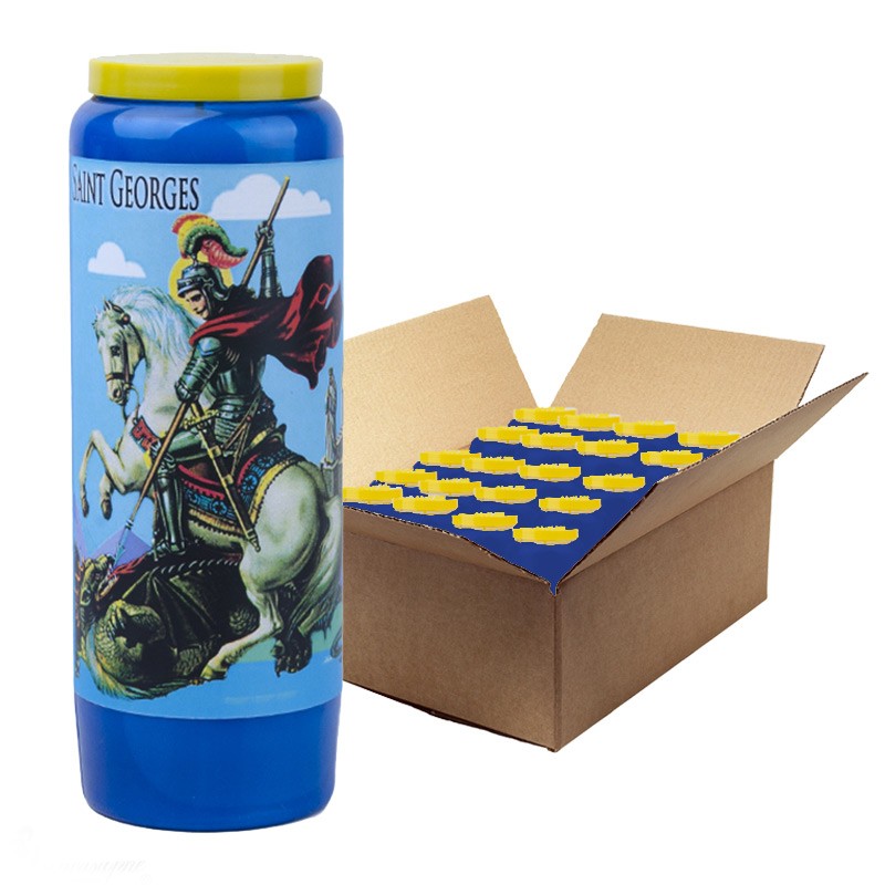 Donkerblauwe noveenkaars ter ere van Sint-Joris - doos met 20 stuks