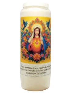 Candela Novena al Sacro Cuore di Maria - Uccelli e fiori - 3