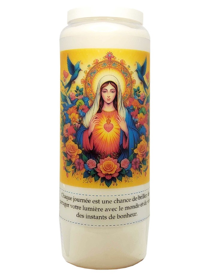 Candela Novena al Sacro Cuore di Maria - Uccelli e fiori - 3