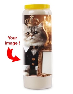 Novenkerze Katze, mein Begleiter mit Foto - Grau getigert