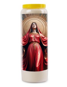 Novene-Kerze für das Heiligste Herz Mariens - Rote Sonne - 23