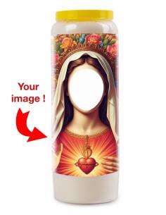Candela Novena da personalizzare con il proprio volto - aureola floreale - 10