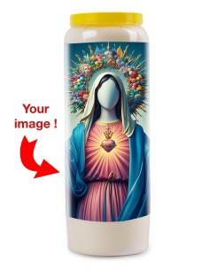 Candela di novena da personalizzare con il proprio volto - braccia aperte - 19