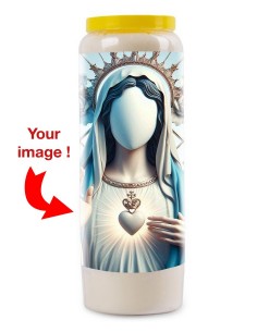 Candela Novena da personalizzare con il vostro volto - rose bianche - 29