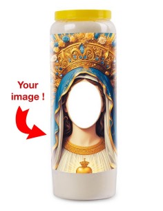 Bougie de neuvaine personnalisable avec votre visage - couronne d'or - 31