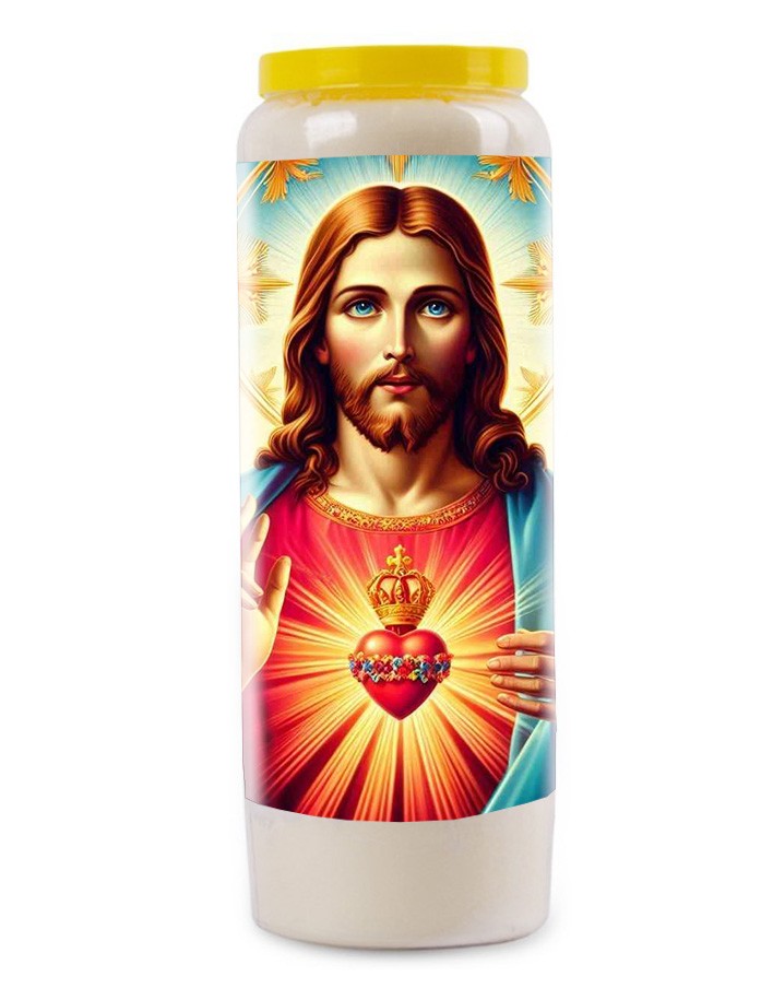 Novena candle to the Sacred Heart of Jesus - Colored hearts - 4