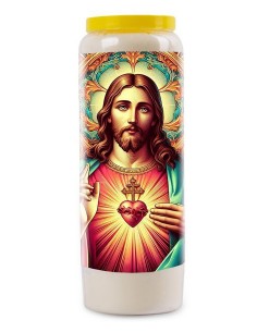Novenenkerze für das Heiligste Herz Jesu - Lothringer Kreuz - 6