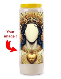 Bougie de neuvaine personnalisable avec votre visage - Jésus - 13