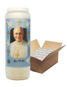 Bougie de neuvaine au Pape Léon XIV - carton 20 pièces