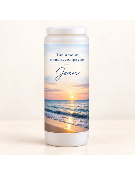 Vela de novena de recuerdo personalizable – Horizonte sereno