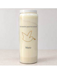 Bougie neuvaine deuil personnalisable | Colombe de paix