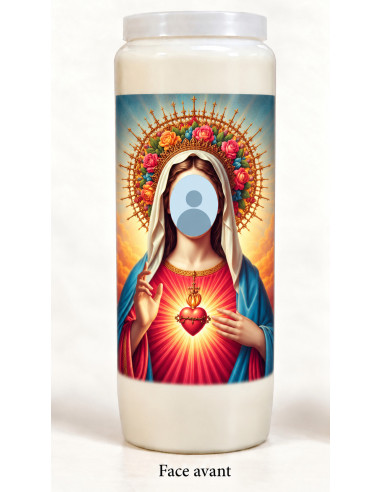 Kerze mit Ihrem Gesicht – Maria mit Rosenkrone