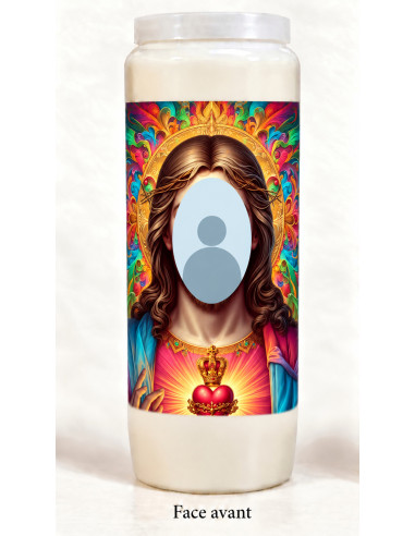 Candle with your face – Jesus with multicoloured scrollwork