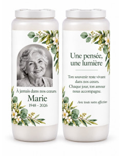 Vela de novena de recuerdo personalizable – Foto y hojas