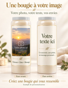 Bougie de neuvaine avec votre image et texte - personnalisable