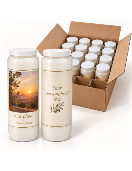 20 velas de novena personalizadas con foto y texto