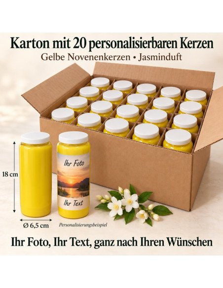 20 jasmijnkaarsen – voor en achter personaliseerbaar