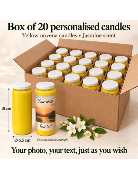 20 bougies au jasmin personnalisables recto verso
