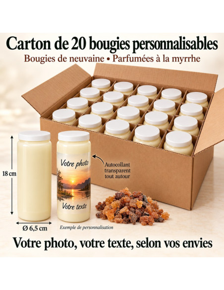 20 candele alla mirra personalizzabili fronte retro