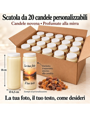 20 candele alla mirra personalizzabili fronte retro