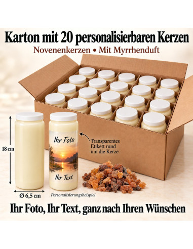 20 candele alla mirra personalizzabili fronte retro