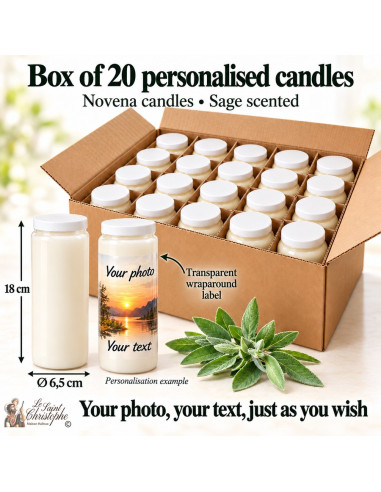 20 candele alla salvia personalizzabili fronte retro