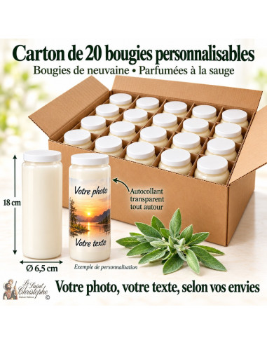 Novena candle Sage scent - customizable - box 20 pieces