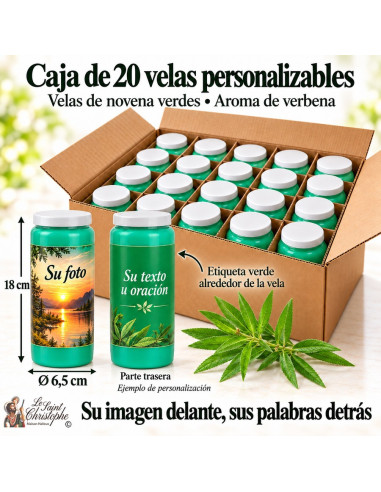 20 verbena candles – personalised front and back