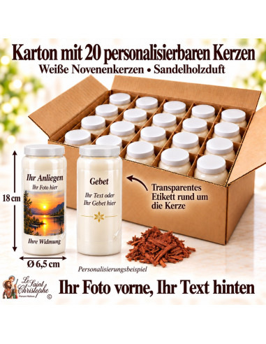 20 bougies au santal personnalisées – Photo et texte