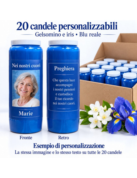 20 candele blu reale personalizzate | Gelsomino e iris
