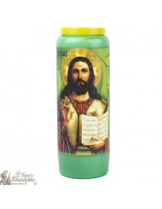 Bougie Neuvaine verte à Jésus - prière français